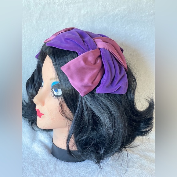 Vintage pink purple fascinator adjustable headband 1950’s rockabilly - Picture 3 of 9